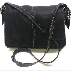 Rare find!! Vintage Coach Hampton Flap Black Leather Crossbody/Shoulderbag